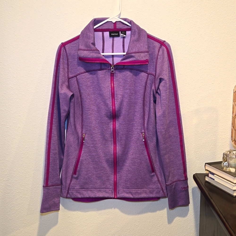 Marmot Zip Up Fleece Sweatshirt Size Medium, Purple